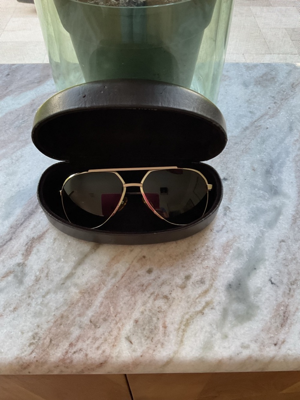Michael Kors Gold Frame Black Lens Aviator Sunglasses - MK